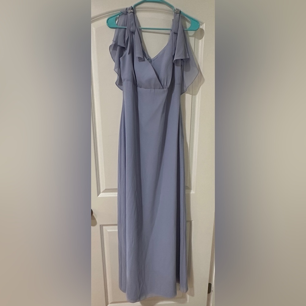 David’s Bridal Lavendar Blue formal dress, size 6, diamond accents